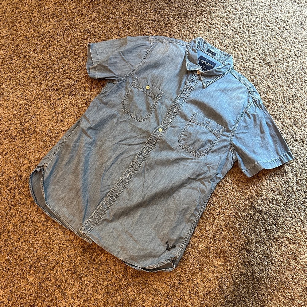 American Eagle Medium/Light  Washed Utility Shirt Large
